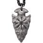 HAQUIL Viking Jewelry Alloy Aegishjalmr Helm of Awe Norse Talisman Pendant Necklace for Men and Women, 19.7''