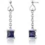 Peora Created Blue Sapphire Drop Earrings and Pendant Necklace Jewelry Set for Women in Sterling Silver, Dainty Heart Accent, 2.75 Carats total Princess Cut, with 18 inch Chain Peora Created Blue Sapphire Drop Earrings and Pendant Necklace Jewelry Set for Women in Sterling Silver, Dainty Heart Accent, 2.75 Carats total Princess Cut, with 18 inch Chain