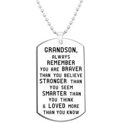 Elegant Chef Grandson Inspirational Jewelry Necklace Gift- Always Remember You are Braver Than You Believe