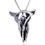 Skull Necklace for Men, Gothic Grim Reaper Sickles Skull Pendant Necklace with 23.6” Chain, Wings Skull Necklace, Retro Skull Head Totem Amulet Necklace, Punk Skull Jewelry Gift for Men Boys
