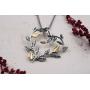 Paz Creations ♥925 Sterling Silver and 14K Gold Leaf Heart Pendant, Made in Israel