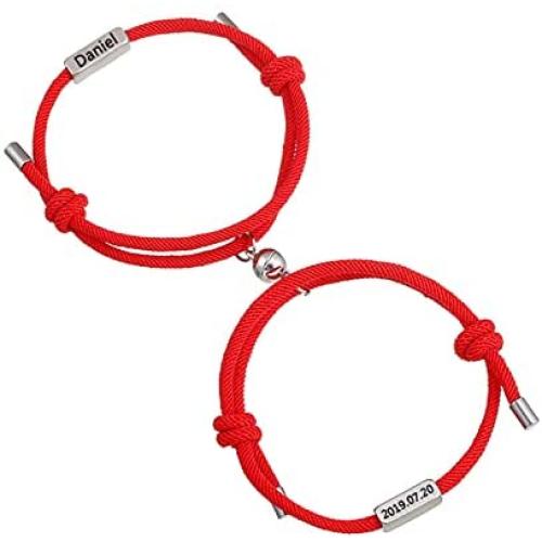SWIMFUN Custom Magnetic Couple Bracelet, Matching Couples Bracelets Set for Him and Her, Personalized Bracelets for Couples, Customized couples Gift for Anniversary