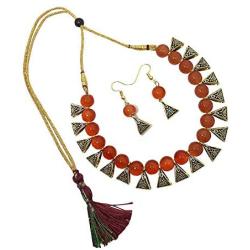 Efulgenz Boho Indian Oxidized Faux Pearl Beaded Vintage Tribal Statement Choker Necklace Earrings Jewelry Set