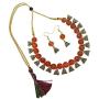 Efulgenz Boho Indian Oxidized Faux Pearl Beaded Vintage Tribal Statement Choker Necklace Earrings Jewelry Set