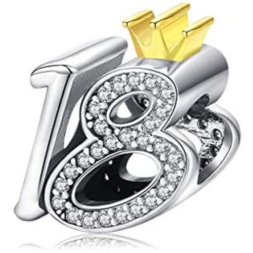 Eternalll Jewellery Number Dangle Charms 21 30 40 50 60th 925 Sterling Silver Birthday Charms for Pandora Women Bracelets
