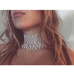 TOKO Rhinestone Choker Necklace for Women, Sexy Dainty CZ Diamond Gem Choker Neck Chokers for Women Girls