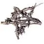 Gothic Silvertone Flock of Bats Pentagram Pendant on Chain Necklace Halloween Punk Vampire Gothic Silvertone Flock of Bats Pentagram Pendant on Chain Necklace Halloween Punk Vampire
