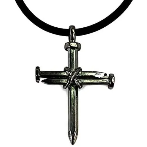 FORGIVEN JEWELRY Antique Nail Cross Necklace Gunmetal Color Finish Made in The USA FORGIVEN JEWELRY Antique Nail Cross Necklace Gunmetal Color Finish Made in The USA