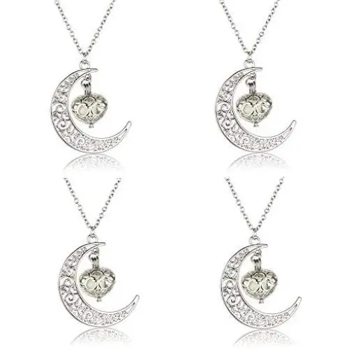 4Pcs Set 4 Colors Luminous Series Moon Love Heart Pendant Necklace Charm Fluorescent Crescent Necklace Glow in The Dark Necklace Valentines Day Gift for Women Girls 4Pcs Set 4 Colors Luminous Series Moon Love Heart Pendant Necklace Charm Fluorescent Crescent Necklace Glow in The Dark Necklace Valentines Day Gift for Women Girls