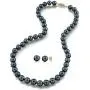 THE PEARL SOURCE 14K Gold 6.5-7mm Round Black Akoya Cultured Pearl Necklace & Earrings Set in 17'' Princess Length for Women THE PEARL SOURCE 14K Gold 6.5-7mm Round Black Akoya Cultured Pearl Necklace & Earrings Set in 17'' Princess Length for Women