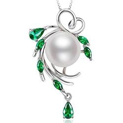 Jude Jewelers Green Crystal Stone White Faux Pearl Statement Cocktail Party Pendant Necklace