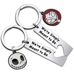 FUSTMW Jack and Sally Inspired Gifts We’re Simply Meant to be Keychian Nightmare Before Christmas Jewelry Movie Fan Gift Couples Gifts