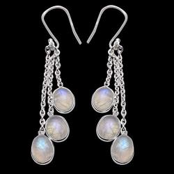 Silver Palace 925 Sterling Silver Natural Gemstone Drop Dangle Earrings for Women