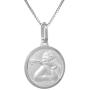 Small Sterling Silver Guardian Angel Medal Necklace 5/8 inch Round Italy, 16-30 inch 0.8mm_Box_Chain