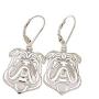 Bulldog Sterling Silver Necklace Dangle Earrings Set by Ginger Lyne Ears Down Puppy Dog Pet Pendant Box Chain Doggie Animal Paw Print Heart Jewelry for Mom Women Girls Teens
