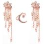 Rose Gold Star Dangle Drop Earrings + Moon Adjustable Opening Ring Jewelry for Women and Girls Simple Lucky Star Tassel Long Chain Earrings