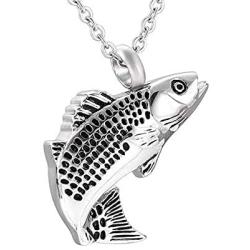 Fish Shape Cremation Jewelry for Ashes Stainless Steel Memorial Urn Necklace for Women Men Keepsake Jewelry Gift