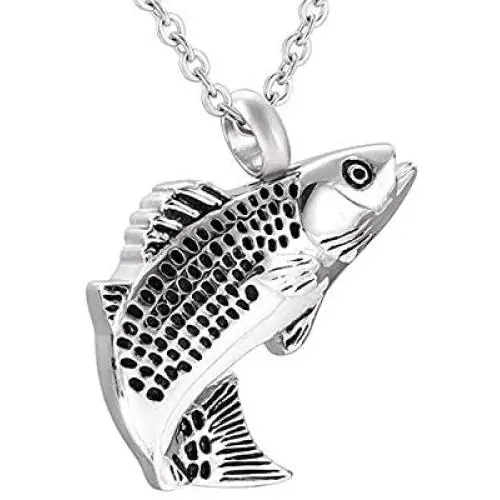 Fish Shape Cremation Jewelry for Ashes Stainless Steel Memorial Urn Necklace for Women Men Keepsake Jewelry Gift