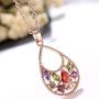 Hottime Charm Necklace for Women Rose Gold Plated Cubic Zirconia Pendant Jewelry Gift for Her
