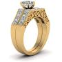 wedding ring set Two Rings His Hers Couples Rings Womens 10k Yellow Gold Filled White CZ Wedding Engagement Ring Bridal Sets & Mens Tungsten Carbide White Cz Wedding Band