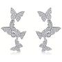 AOBOCO Dancing Butterflies Earrings Sterling Silver Earrings Embellished with Crystal from Austria, Hypoallergenic Dangle Drop Earrings, Fine Jewelry Gifts for Women