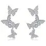 AOBOCO Dancing Butterflies Earrings Sterling Silver Earrings Embellished with Crystal from Austria, Hypoallergenic Dangle Drop Earrings, Fine Jewelry Gifts for Women