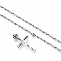 STai Stainless Steel Baseball Pendant Necklace, Sports Fashion Jewelry for Men Women, 22-24 Inches Chain