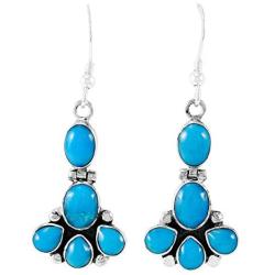 Turquoise Earrings 925 Sterling Silver & Genuine Gemstones (Choose Color)