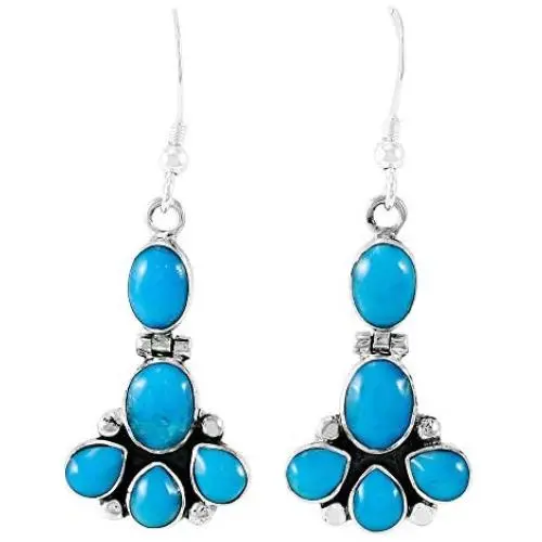 Turquoise Earrings 925 Sterling Silver & Genuine Gemstones (Choose Color) Turquoise Earrings 925 Sterling Silver & Genuine Gemstones (Choose Color)