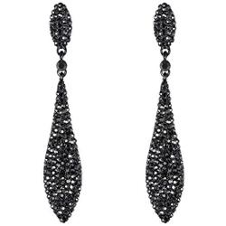 EVER FAITH Womens Austrian Crystal Double Waterdrop Pierced Dangle Earrings
