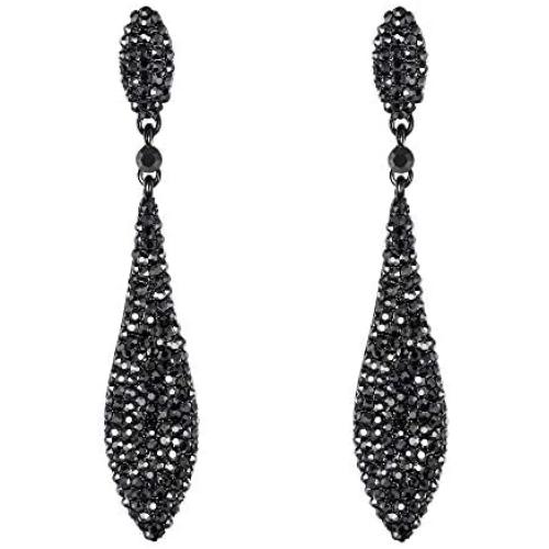EVER FAITH Womens Austrian Crystal Double Waterdrop Pierced Dangle Earrings