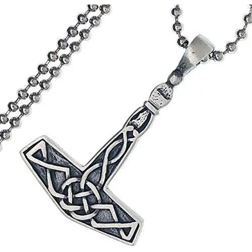 Celtic Knot Asatru Jewelry Mjolnir Norse Viking Thunder Asgard God Thors Hammer Protection Amulet Wealth Luck Money Lucky Charm Safe Travel Talisman Pewter Mens Pendant Necklace w Silver Ball Chain Celtic Knot Asatru Jewelry Mjolnir Norse Viking Thunder Asgard God Thors Hammer Protection Amulet Wealth Luck Money Lucky Charm Safe Travel Talisman Pewter Mens Pendant Necklace w Silver Ball Chain