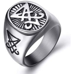 Elfasio Sigil of Lucifer Rings for Men Satanic Satan Demon Devil Symbol Stainless Steel Ring Vintage Jewelry