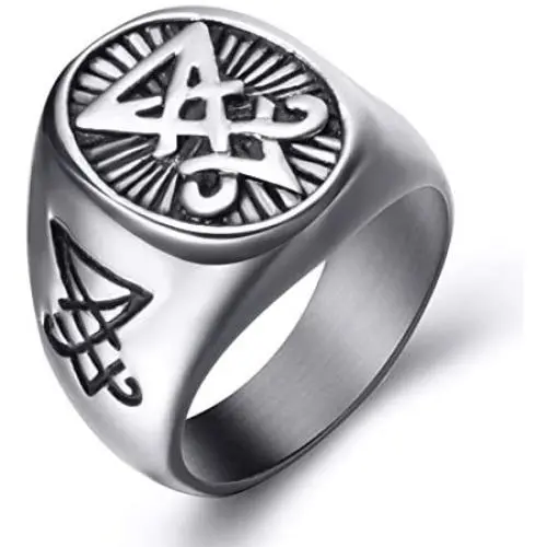 Elfasio Sigil of Lucifer Rings for Men Satanic Satan Demon Devil Symbol Stainless Steel Ring Vintage Jewelry Elfasio Sigil of Lucifer Rings for Men Satanic Satan Demon Devil Symbol Stainless Steel Ring Vintage Jewelry