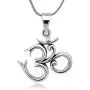 Sterling Silver 19 mm Aum Om Ohm Sanskrit Symbol Yoga Charm Pendant Necklace 18
