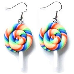 Rainbow Food Candy Kawaii Earrings for Women Fun Lollipop Cute Fashion Pendant Jewelry