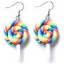 Rainbow Food Candy Kawaii Earrings for Women Fun Lollipop Cute Fashion Pendant Jewelry