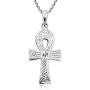 Eternal Life .925 Sterling Silver Egyptian Ankh Simulated Black Onyx Inlay Pendant Necklace