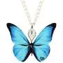 WEVENI Acrylic Blue Morpho Butterfly Necklace Insect Pendant Spring Summer Jewelry Novelty Gifts for Women Girls Ladies