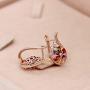 Uloveido Rose Gold Plated Crystal Flower Pendant Necklace and Earrings Set for Women Girls