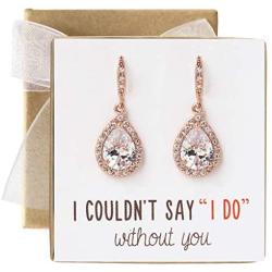A+O Wedding Bridesmaids Gift Drop Dangle Earrings or Jewelry set in Silver, Yellow Gold, Rose Gold