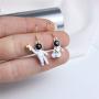 Eiffy Cartoon Asymmetric Astronauts Spaceman Moon Star Plant Dangle Earrings for Women Girls Jewelry