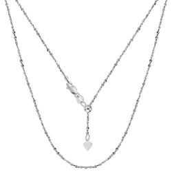 Sterling Silver Rhodium Plated Sliding Adjustable Piatto Chain, 22''