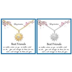 Long tiantian Best Friend Nnecklace for 2 Cute Elephant Butterfly Necklace Sun Evil Eye Cross Pendant Necklace for Girls Best Friend Necklaces Mermaid Tail Infinity Jewelry for Women