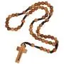 Catholic Olive Wood Rosary Beaded Prayer Jerusalem Cross Decor Crucifixion of Christ Jesus Necklace for Auto Vehicle for Men Women Religious Jewelry Pendant 14 inch consecrated in the Church of the Holy Sepulchre 14 inch