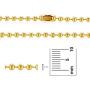 The Bling Factory 3.3mm 14k Yellow Gold Plated Ball Military Bead Chain Necklace
