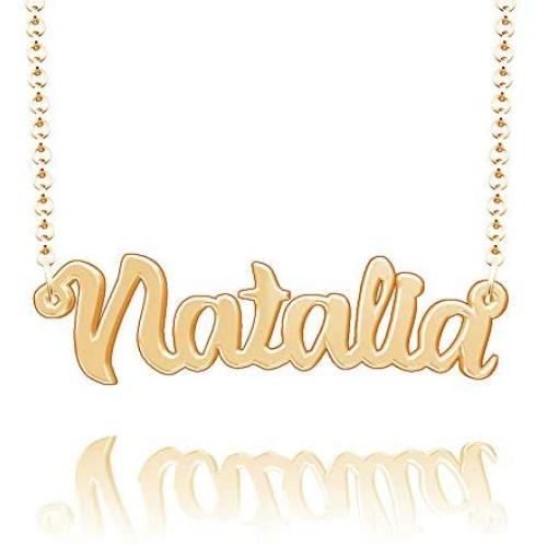 LoEnMe Jewelry Xmas Name Necklace Plated of Custom Made Sterling Silver Personalized Gift for Women Girls Couple Family
