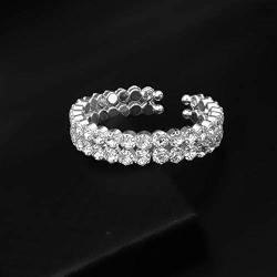 JSEA Womens Silver Tone 6mm Rhinestone Open Cuff Bracelet Bangles Gold Tone Wedding Party Jewelry