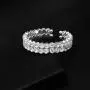 JSEA Womens Silver Tone 6mm Rhinestone Open Cuff Bracelet Bangles Gold Tone Wedding Party Jewelry