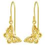 AUBE JEWELRY Hypoallergenic 14K Gold Plated 925 Sterling Silver Butterfly Dangle Earrings Adorned with Cubic Zirconia for Women